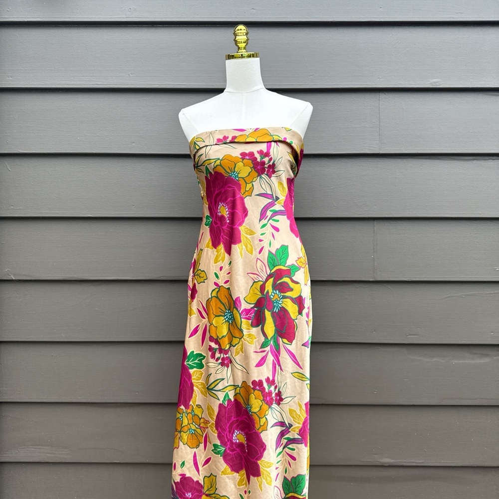 SOLD Floral Strapless Dress